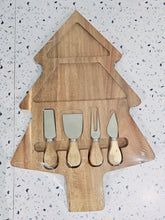 Load image into Gallery viewer, Tree-Shaped Acacia Wood Cheese Board Set with Stainless Steel Knives Image 2