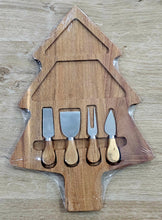 Load image into Gallery viewer, Tree-Shaped Acacia Wood Cheese Board Set with Stainless Steel Knives Image 3