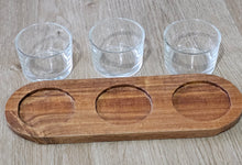 Load image into Gallery viewer, Acacia Wood Tray with 3 Glass Bowls Image 3