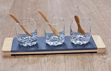 Load image into Gallery viewer, Bamboo & Slate Serving Set with Glass Bowls and Spoons photo 1