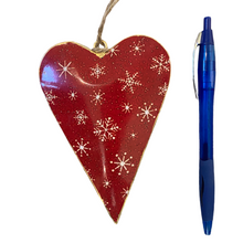 Load image into Gallery viewer, Snowflake tapered red hanging heart, buy now at Vivre, Nelson, NZ