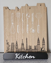 Load image into Gallery viewer, product photo 4 of Decorative Wooden Key Hanger with Kitchen Utensil & Landmark Design