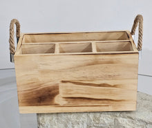 Load image into Gallery viewer, photo 1 of Rustic Wooden Utensil Holder with Rope Handles