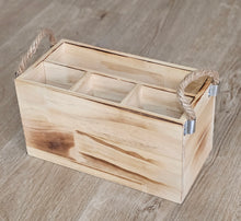 Load image into Gallery viewer, photo 4 of Rustic Wooden Utensil Holder with Rope Handles