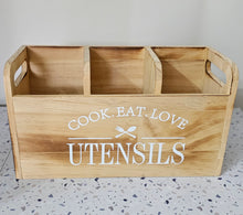 Load image into Gallery viewer, photo 3 of Wooden Utensil Holder - 4-Compartment Organizer