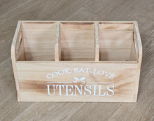 Load image into Gallery viewer, photo 5 of Wooden Utensil Holder - 4-Compartment Organizer