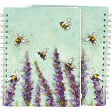 Load image into Gallery viewer, Lavender Flowers and Bees Spiral Bound Notebook Journal