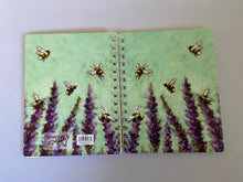 Load image into Gallery viewer, Lavender Flowers and Bees Spiral Bound Notebook Journal