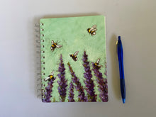 Load image into Gallery viewer, Lavender Flowers and Bees Spiral Bound Notebook Journal