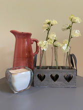 Load image into Gallery viewer, Three Vases in a Wooden Heart Tray, shabby chic home accessory at Vivre, Nelson, NZ