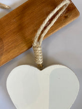 Load image into Gallery viewer, White wooden shabby chic hanging heart at Vivre, Nelson, NZ