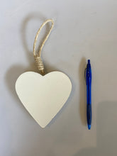 Load image into Gallery viewer, White wooden shabby chic hanging heart at Vivre, Nelson, NZ