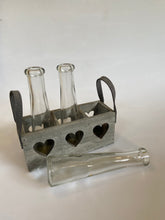 Load image into Gallery viewer, Three Vases in a Wooden Heart Tray, shabby chic home accessory at Vivre, Nelson, NZ