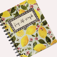 Load image into Gallery viewer, Notebook Journal featuring Lemons and Leaves Keep Life Simple at Vivre, Nelson, NZ