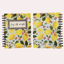 Load image into Gallery viewer, Notebook Journal featuring Lemons and Leaves Keep Life Simple at Vivre, Nelson, NZ