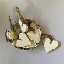 Load image into Gallery viewer, Shabby Chic White Wooden Hanging Hearts at Vivre, NZ, browse our Hearts Collection