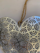 Load image into Gallery viewer, Metallic Silver 3D hanging heart buy now at Vivre, Nelson, NZ