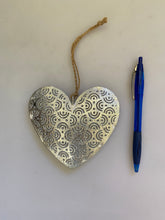 Load image into Gallery viewer, Metallic Silver 3D hanging heart buy now at Vivre, Nelson, NZ