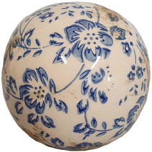 Load image into Gallery viewer, Shabby Chic styled blue and white floral ceramic decorative sphere, buy now at Vivre, Nelson, NZ