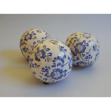 Load image into Gallery viewer, Shabby Chic styled blue and white floral ceramic decorative sphere, buy now at Vivre, Nelson, NZ
