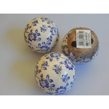 Load image into Gallery viewer, Shabby Chic styled blue and white floral ceramic decorative sphere, buy now at Vivre, Nelson, NZ
