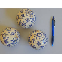 Load image into Gallery viewer, Shabby Chic styled blue and white floral ceramic decorative sphere, buy now at Vivre, Nelson, NZ