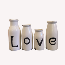 Load image into Gallery viewer, LOVE Ceramic Milk Bottle Set Black on White