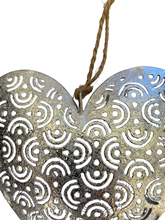Load image into Gallery viewer, Metallic Silver 3D hanging heart buy now at Vivre, Nelson, NZ