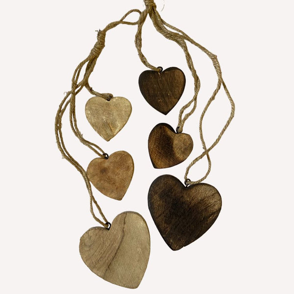 Hanging Wooden Cluster Hearts
