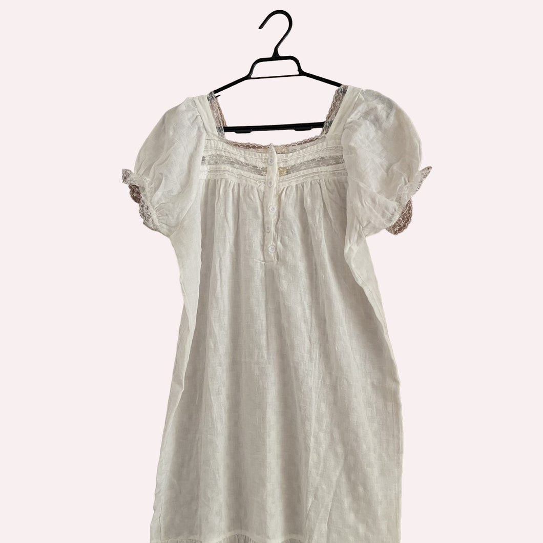 Lace Night Dress Medium White