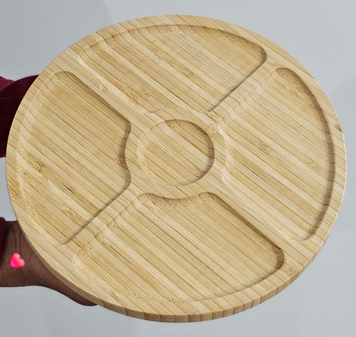 Round Bamboo 5-Section Snack & Appetizer Platter photo
