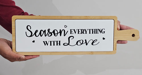 product photo of Bamboo Serving Tray with Porcelain Message Inlay