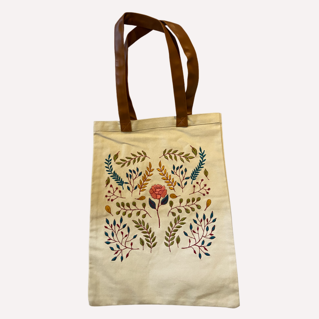 Floral embroidered Tote Bag