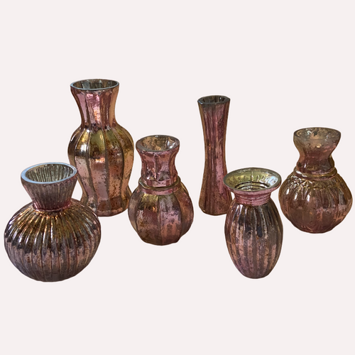 Rose Gold Mercury Glass Vases, buy shabby chic homewares at Vivre, Nelson, NZ