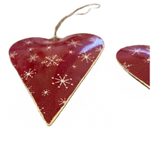 Load image into Gallery viewer, Snowflake tapered red hanging heart, buy now at Vivre, Nelson, NZ
