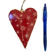 Load image into Gallery viewer, Snowflake tapered red hanging heart, buy now at Vivre, Nelson, NZ
