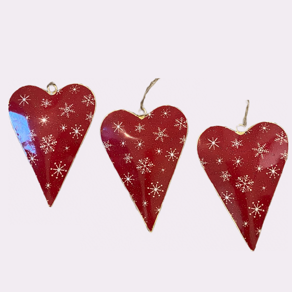 Snowflake tapered red hanging heart, buy now at Vivre, Nelson, NZ