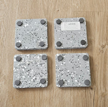 Load image into Gallery viewer, back side photo of Modern Terrazzo-Style Square Drink Coasters – Set of 4
