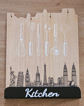 Load image into Gallery viewer, product photo 1 of Decorative Wooden Key Hanger with Kitchen Utensil &amp; Landmark Design 
