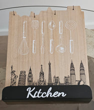 Load image into Gallery viewer, product photo 2 of Decorative Wooden Key Hanger with Kitchen Utensil &amp; Landmark Design 
