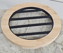 Load image into Gallery viewer, photo 1 of Round Bamboo &amp; Metal Trivet – Heat-Resistant Pot Mat

