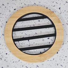 Load image into Gallery viewer, photo 2 of Round Bamboo &amp; Metal Trivet – Heat-Resistant Pot Mat
