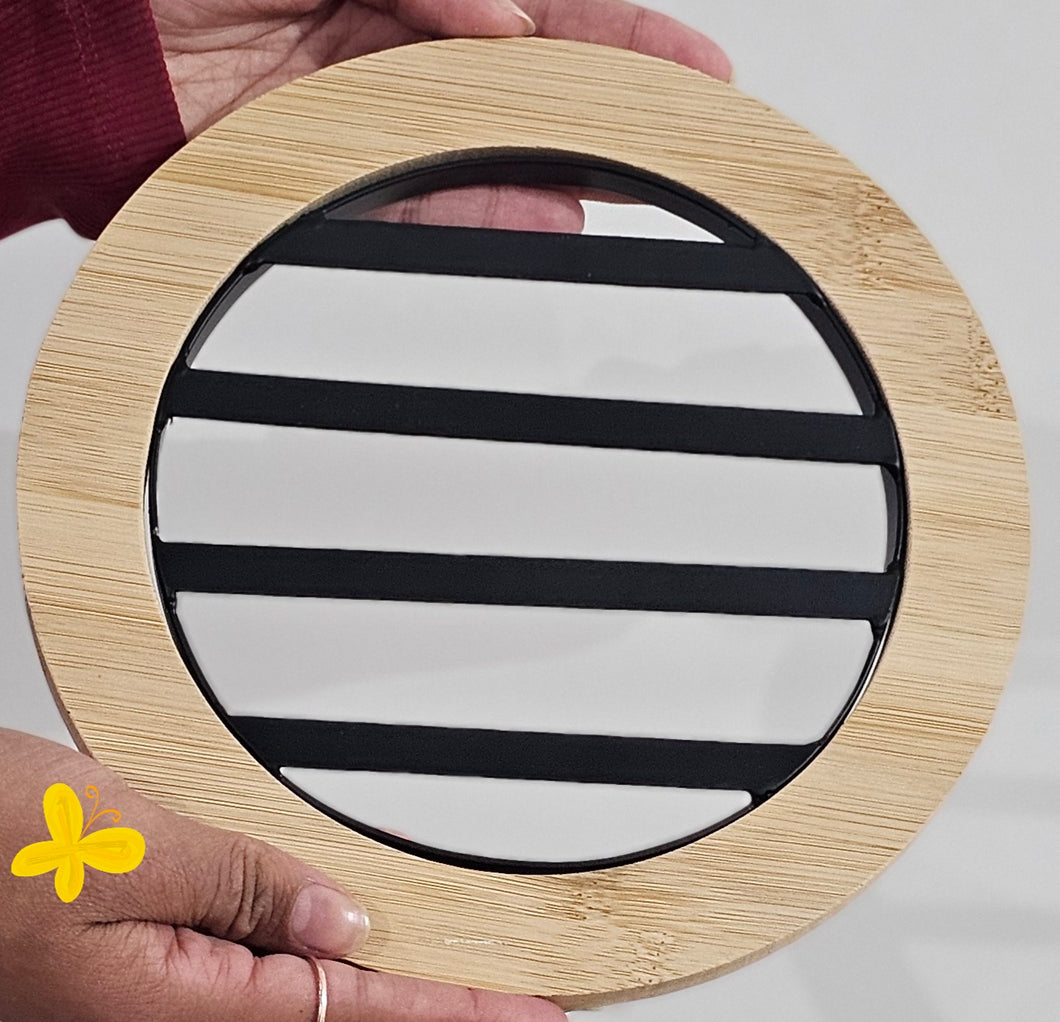 photo of Round Bamboo & Metal Trivet – Heat-Resistant Pot Mat