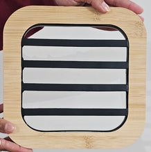 Load image into Gallery viewer, photo of Square Wooden &amp; Metal Trivet – Heat-Resistant Kitchen Pot Mat
