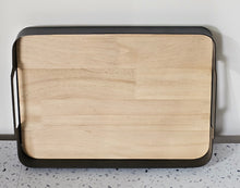 Load image into Gallery viewer, photo 3 of Modern Wooden &amp; Metal Serving Tray with Cutout Handles
