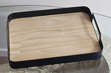 Load image into Gallery viewer, photo 4 of Modern Wooden &amp; Metal Serving Tray with Cutout Handles
