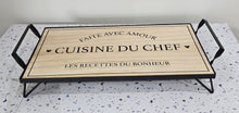 Load image into Gallery viewer, photo 4 of wooden tray, engraved with the heartfelt phrase: FAITE AVEC AMOUR – CUISINE DU CHEF – LES RECETTES DU BONHEUR
