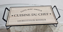 Load image into Gallery viewer, photo 5 of wooden tray, engraved with the heartfelt phrase: FAITE AVEC AMOUR – CUISINE DU CHEF – LES RECETTES DU BONHEUR
