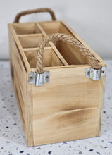Load image into Gallery viewer, photo 2 of Rustic Wooden Utensil Holder with Rope Handles
