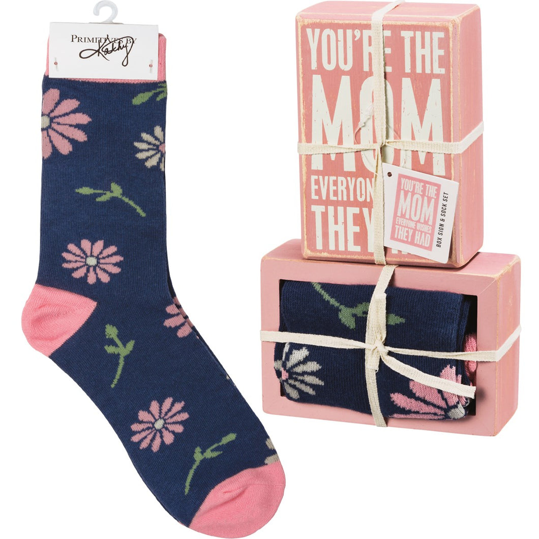 Box Sign and Socks for Mum You're the Mom everyone wishes they had, buy now at Vivre, Nelson, NZ